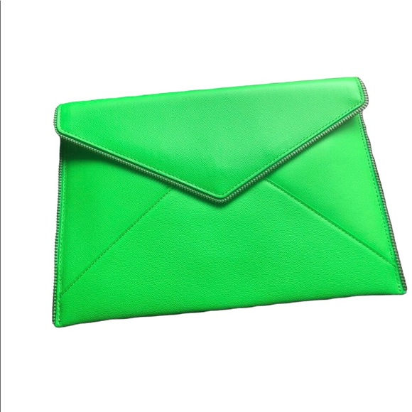 Rebecca Minkoff Neon Green Envelope Clutch - Picture 2 of 10